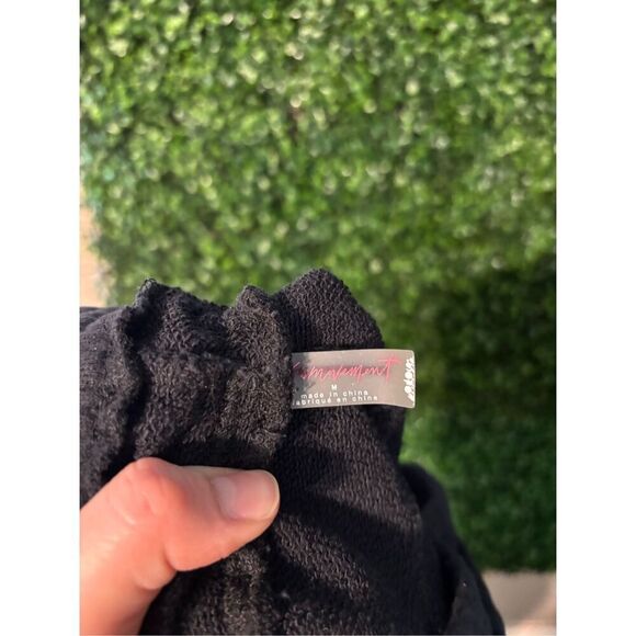 Free People Baby Got Track Black and Blue Pull Away Sweatpants Sz Medium High Wa - Picture 5 of 6